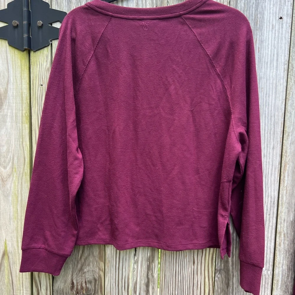 VICTORIAS SECRET Waffle Knit Wine Pajama Set Women’s Medium NWT NEW Flat